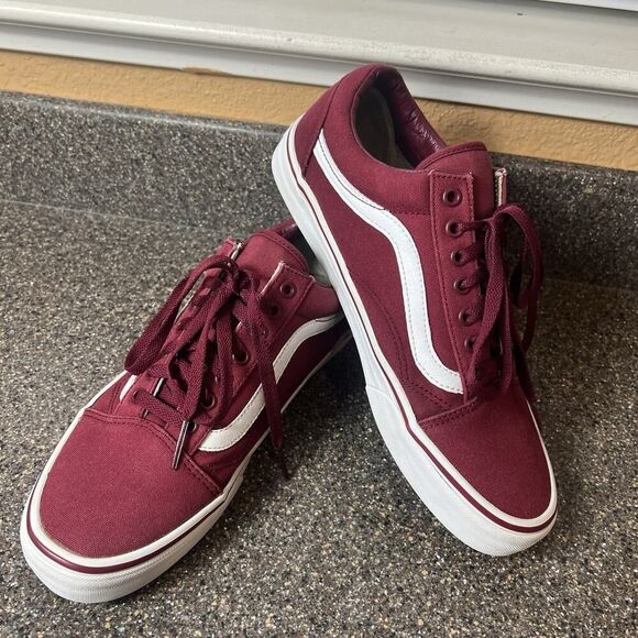 Vans Old Skool Men's Size 10 Burgundy Canvas Skate Sneaker Shoes Lace Up Low Top - Picture 2 of 11